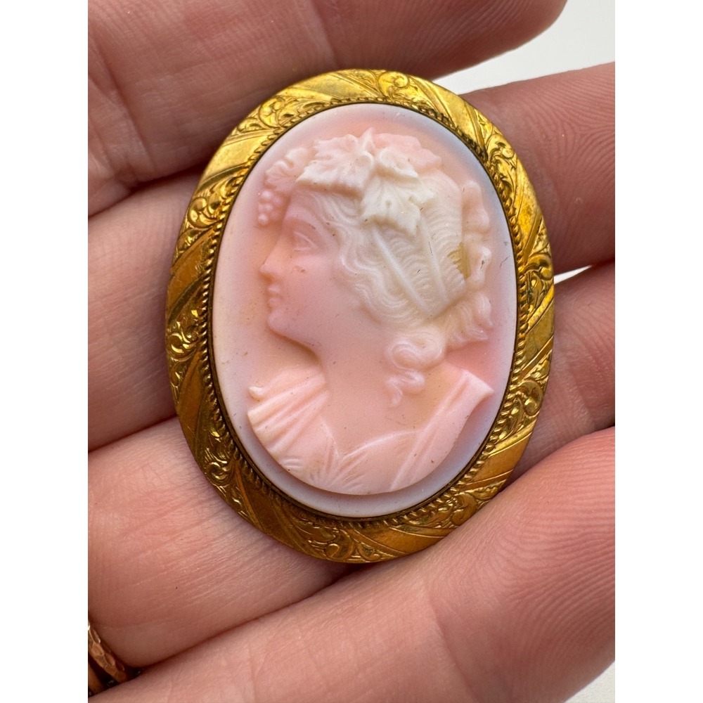 Vintage Cameo Brooch Resin 1.5"